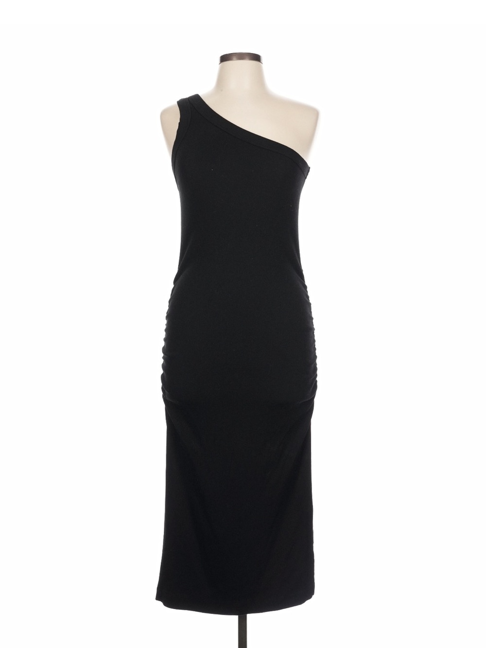 MICHAEL STARS One-Shoulder Black Midi Dress